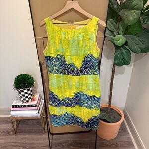 Tabitha Vibrant Yellow and Blue Midi Dress